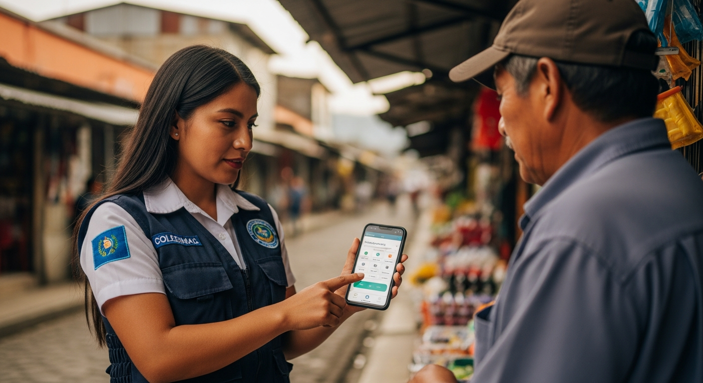 Asesor de CrediChapín gestionando microcrédito con Kata Suite en Guatemala