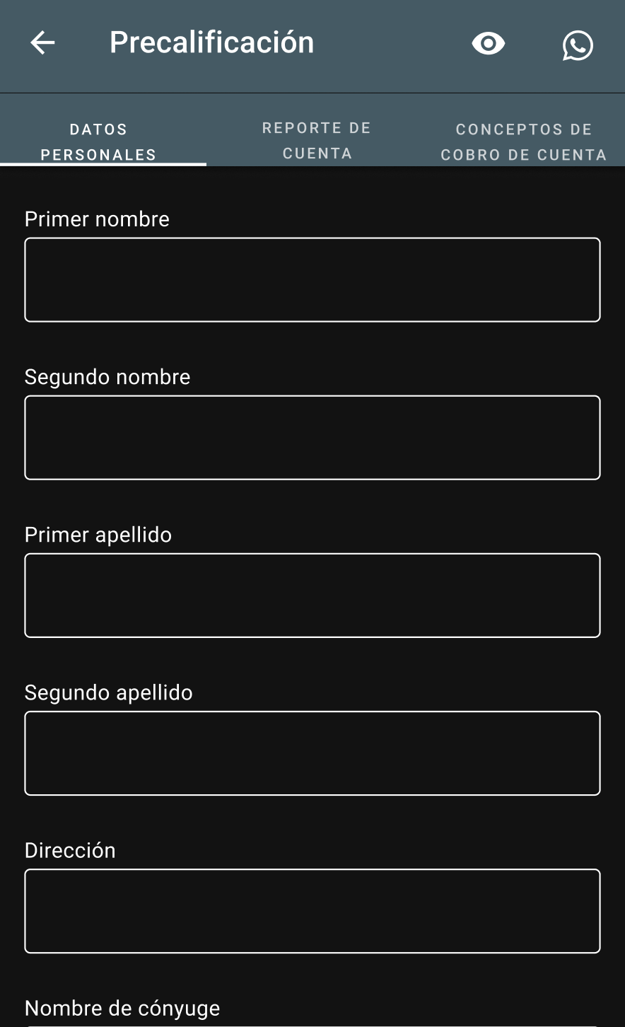 Formulario Precalificación · Datos personales